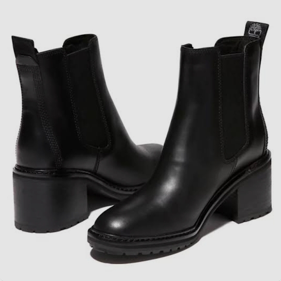 Timberland Shoes - Timberland Sienna High Chelsea Pull On Boot in Black Leather Sz 9 Women's